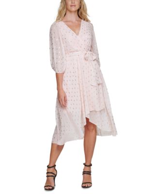DKNY Foil-Dot Faux-Wrap Midi Dress \u0026 Reviews - Dresses - Women - Macy's